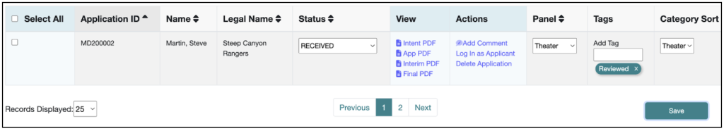 A screenshot of all the design options and default settings on the new grant manager dashboard.